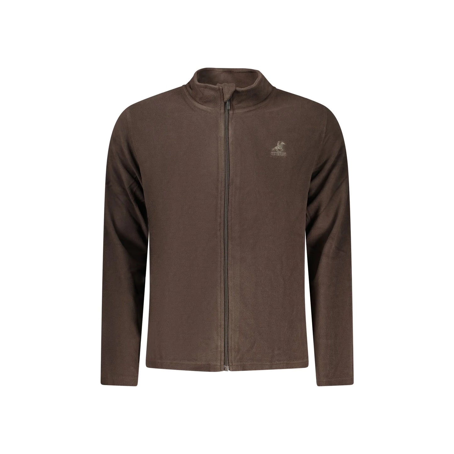 U.S. Grand Felpa Uomo Marrone Zip Pile Ricamo Logo Felpe - foto prodotto