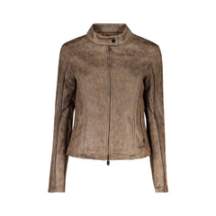 Desigual Chaqueta de Manga Larga Mujer Marrón Cremallera Logo