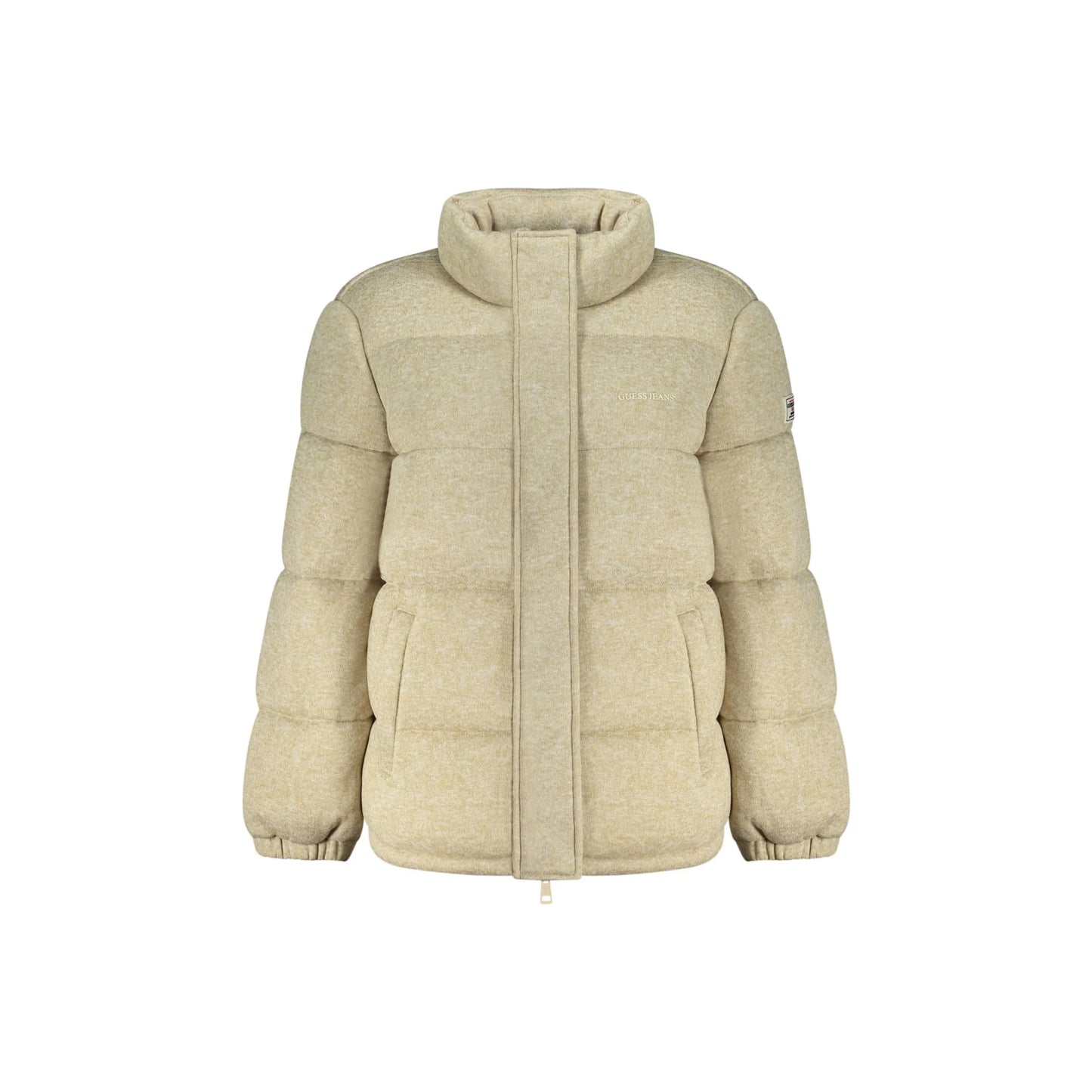 Guess Jeans Giubbotto Donna Tasche Stampa Applicazione Logo Giubbotti e Giacche Beige - foto prodotto