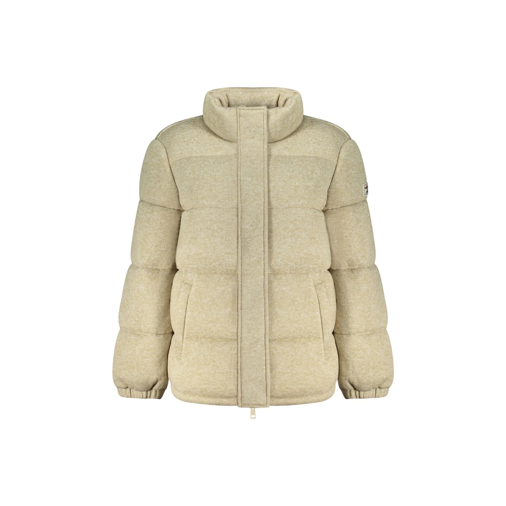 Guess Jeans Giubbotto Donna Tasche Stampa Applicazione Logo Giubbotti e Giacche Beige - foto prodotto