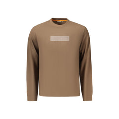 Napapijri T-Shirt Maniche Lunghe Uomo Marrone Stampa in Rilievo