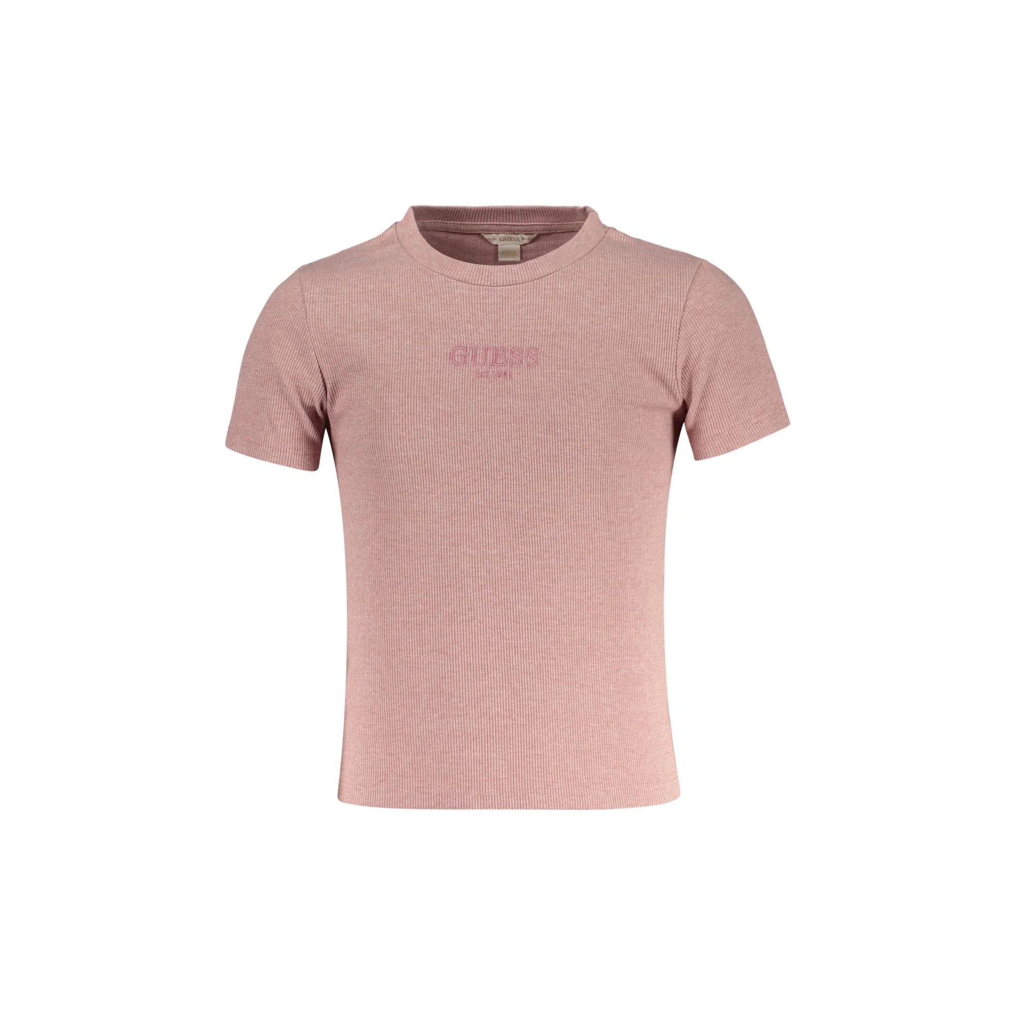 GUESS JEANS T-SHIRT MANICHE CORTE BAMBINA ROSA