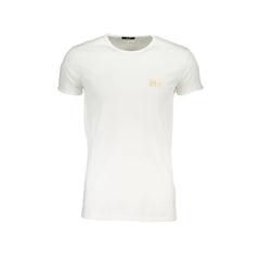 Cavalli Class T-Shirt Moški Bela Srajca Okrogli Ovratnik Bombaž Tisk Logotip