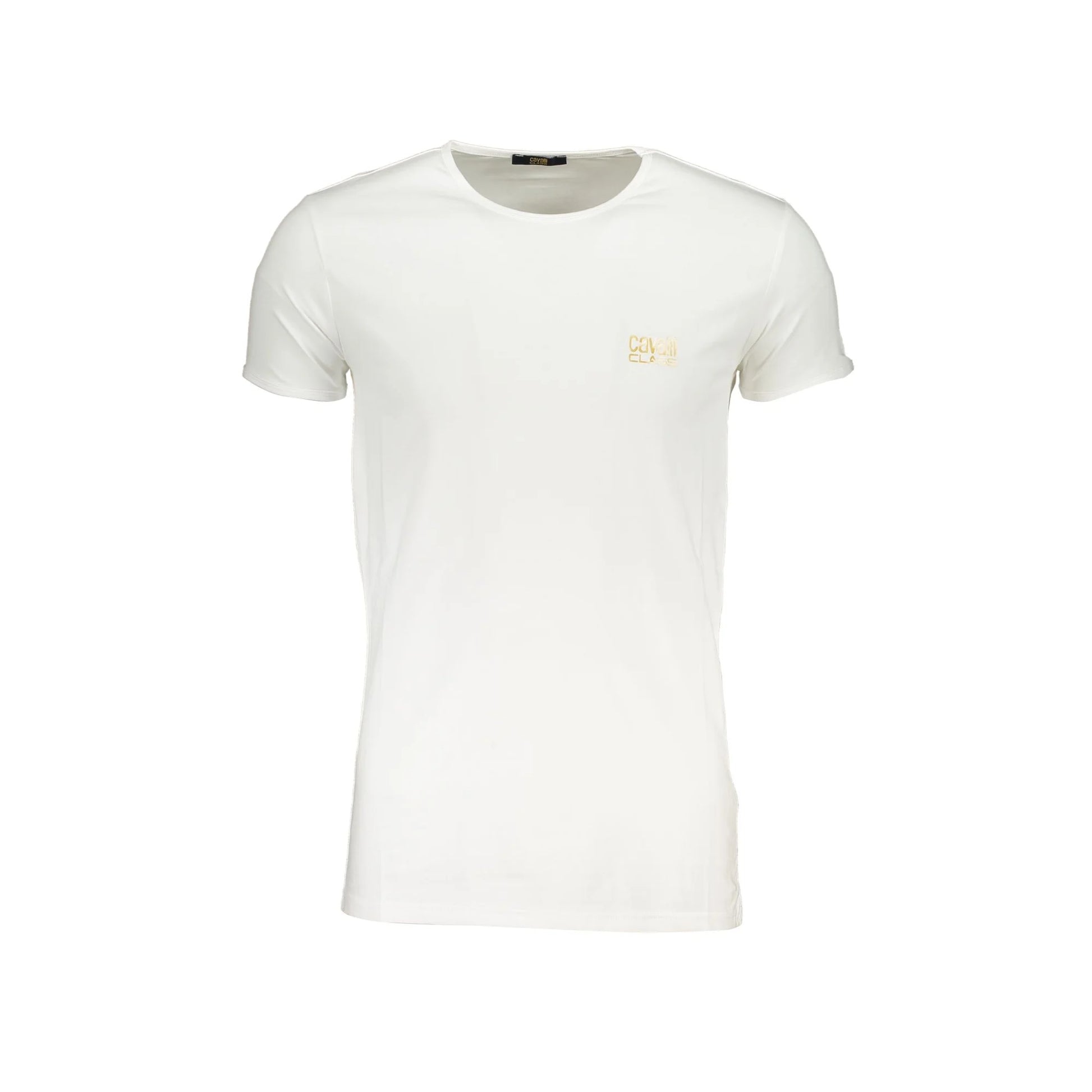 Cavalli Class T-Shirt Uomo Bianca Girocollo Cotone Stampa Logo Bianco - foto prodotto