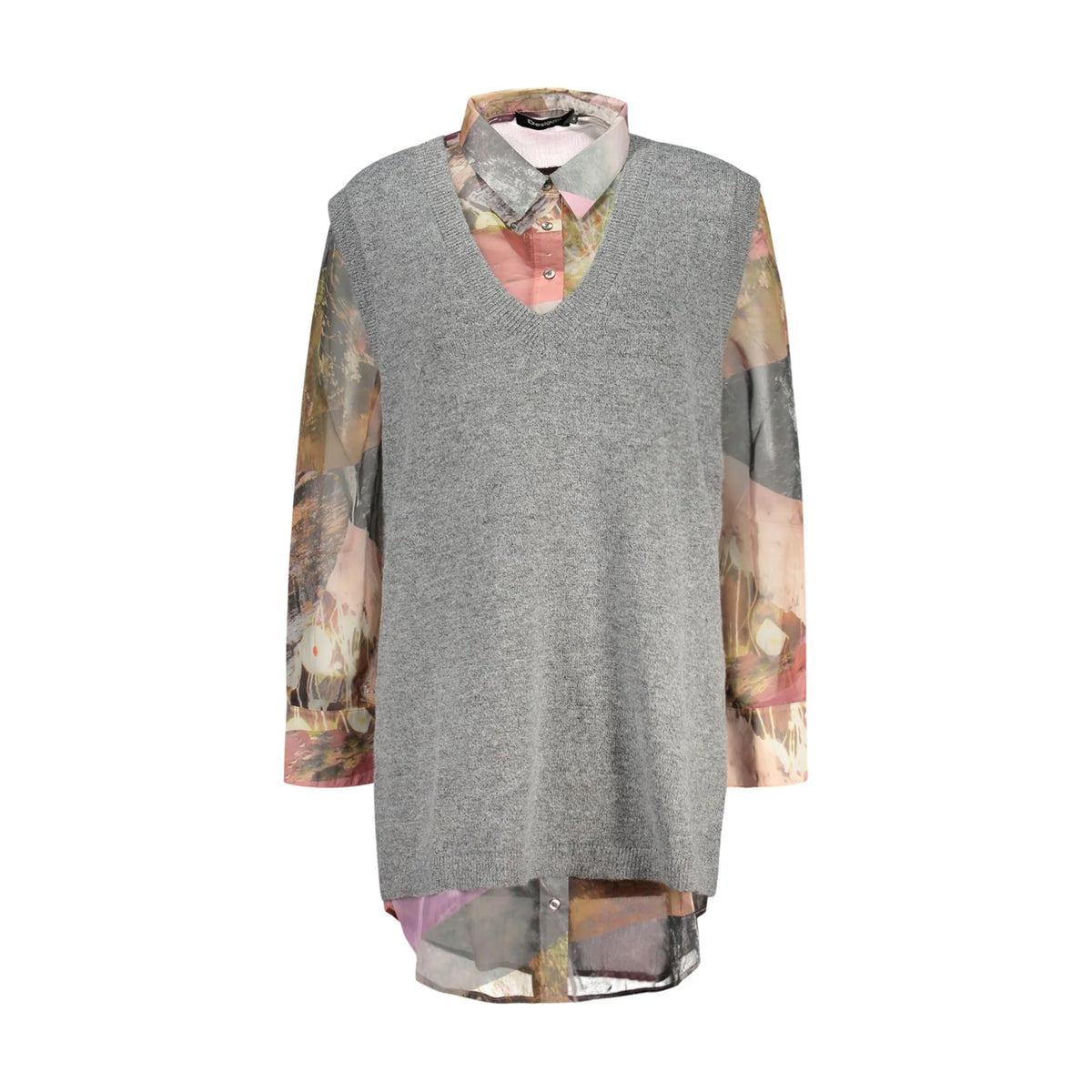 DESIGUAL CAMICIA MANICHE LUNGHE DONNA GRIGIO
