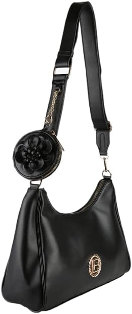 LAURA BIAGIOTTI Borsa Donna Nera Dausette con Tracolla e Portamonete
