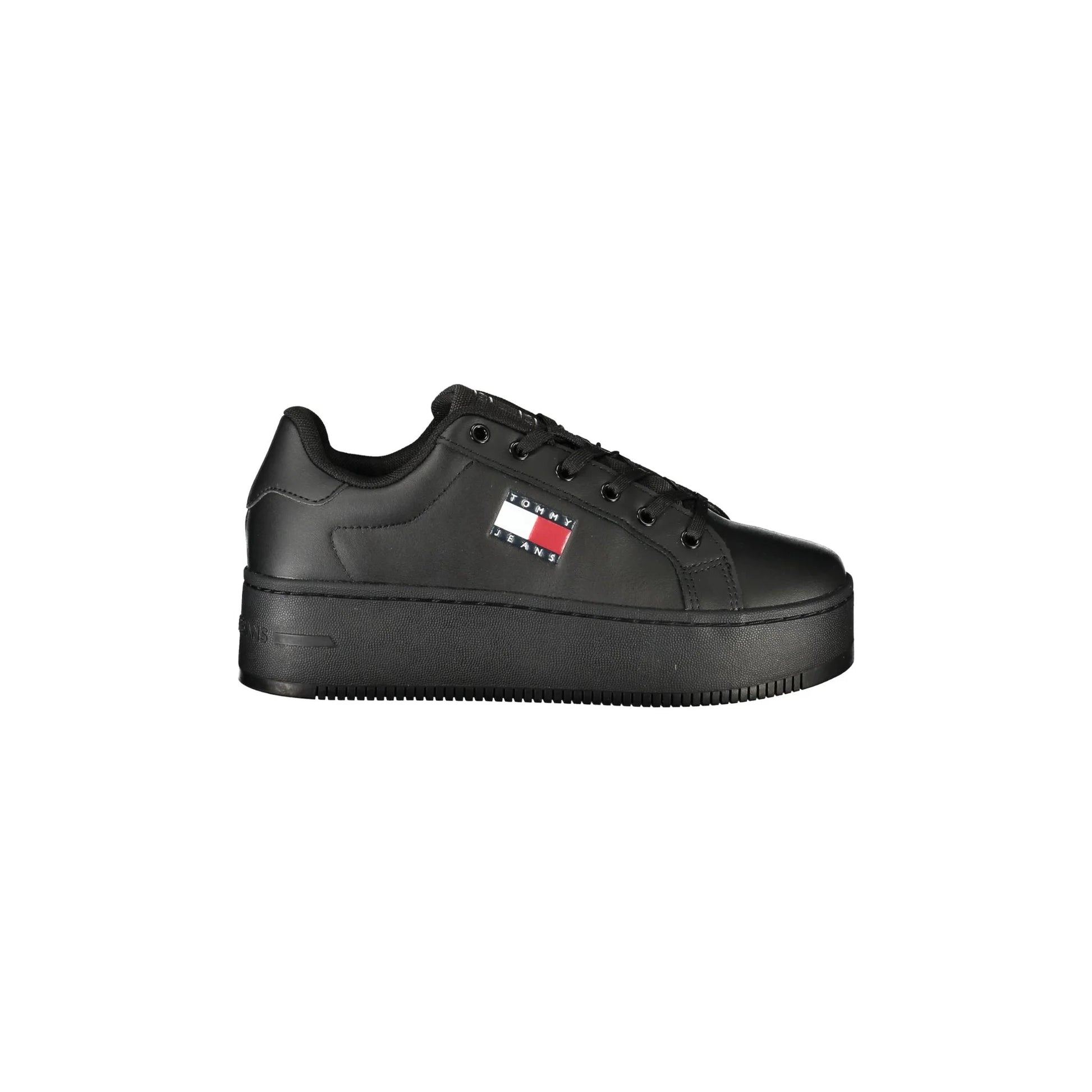 TOMMY HILFIGER Scarpe Sneakers Donna Nere con Zeppa 5 cm e Plantare Removibile Nero - foto prodotto