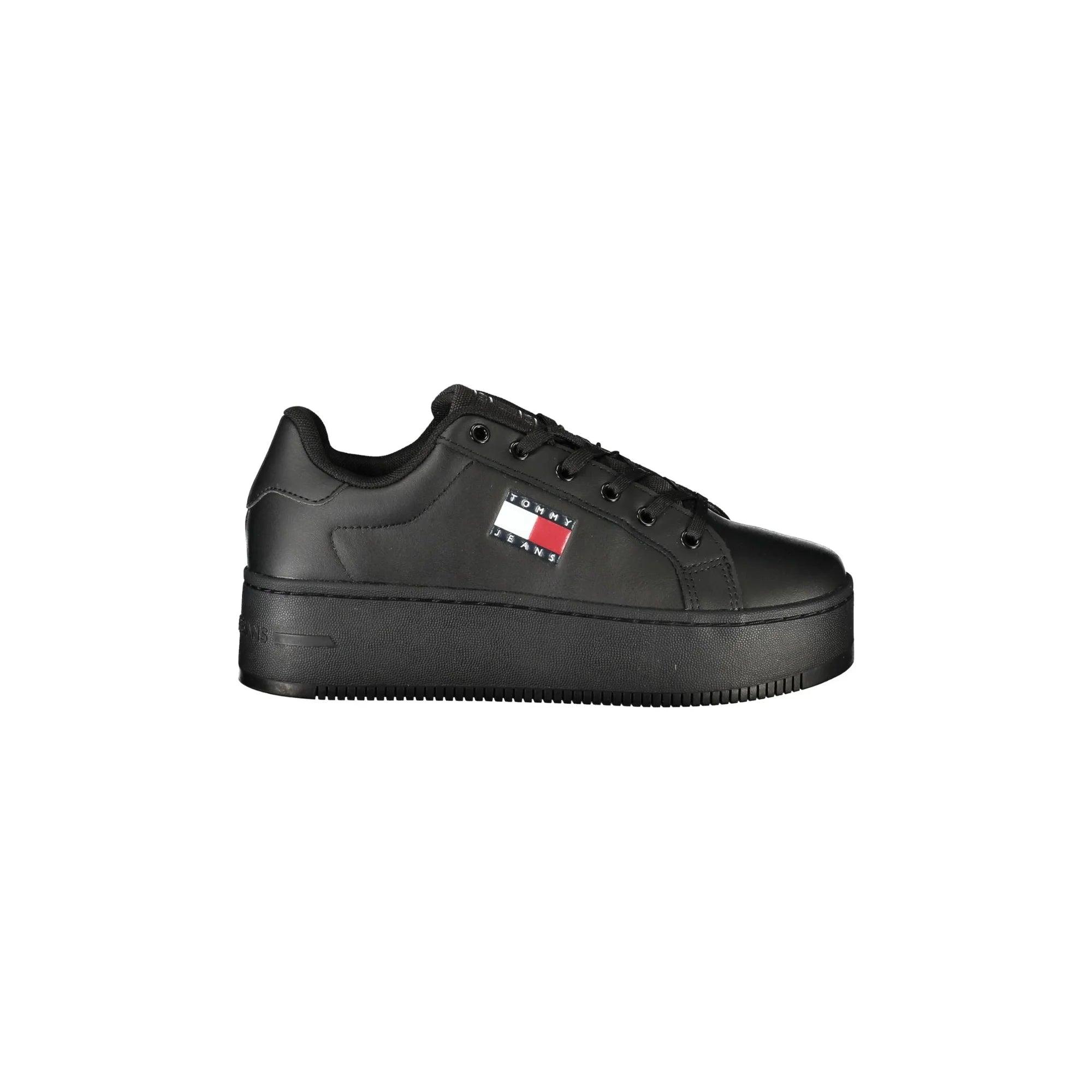 TOMMY HILFIGER Scarpe Sneakers Donna Nere con Zeppa 5 cm e Plantare Removibile Nero - foto prodotto