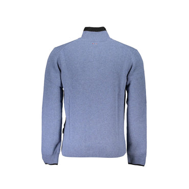 Napapijri Maglione Uomo Blu Mezzo Zip Ricamo Maglie - vista 2