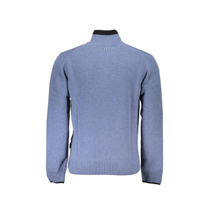 Napapijri Maglione Uomo Blu Mezzo Zip Ricamo Maglie - vista 2