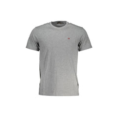 Napapijri T-Shirt de Manga Curta Masculina Cinza com Bordado