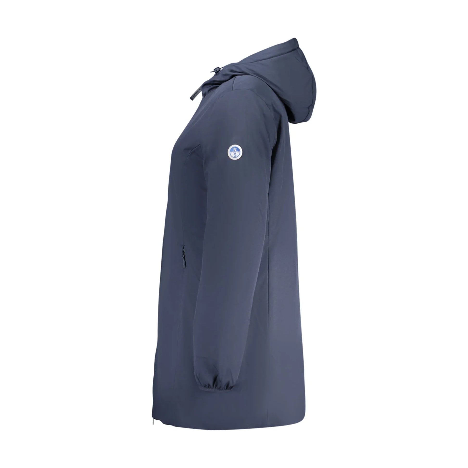 North Sails Giubbotto Donna Blu Lungo con Cappuccio Water Resistant Logo Giubbotti e Giacche - vista 3