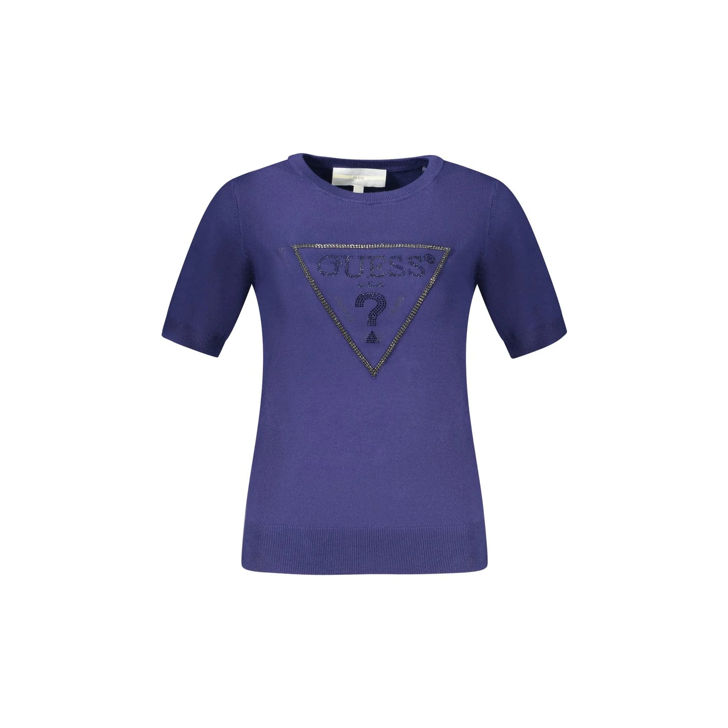Guess Jeans Maglia Donna Blu Dettagli a Contrasto Maglie - foto prodotto