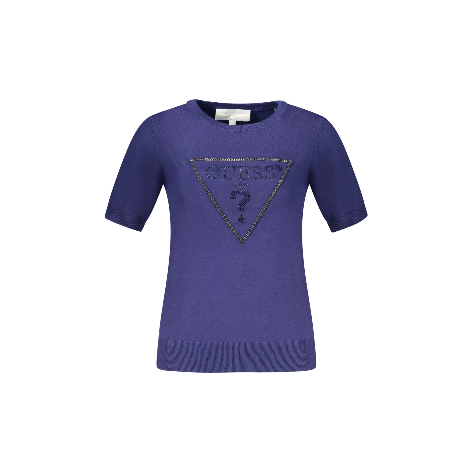 Guess Jeans Maglia Donna Blu Dettagli a Contrasto Maglie - foto prodotto