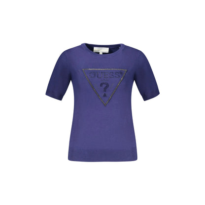 Guess Jeans Maglia Donna Blu Dettagli a Contrasto Maglie - foto prodotto