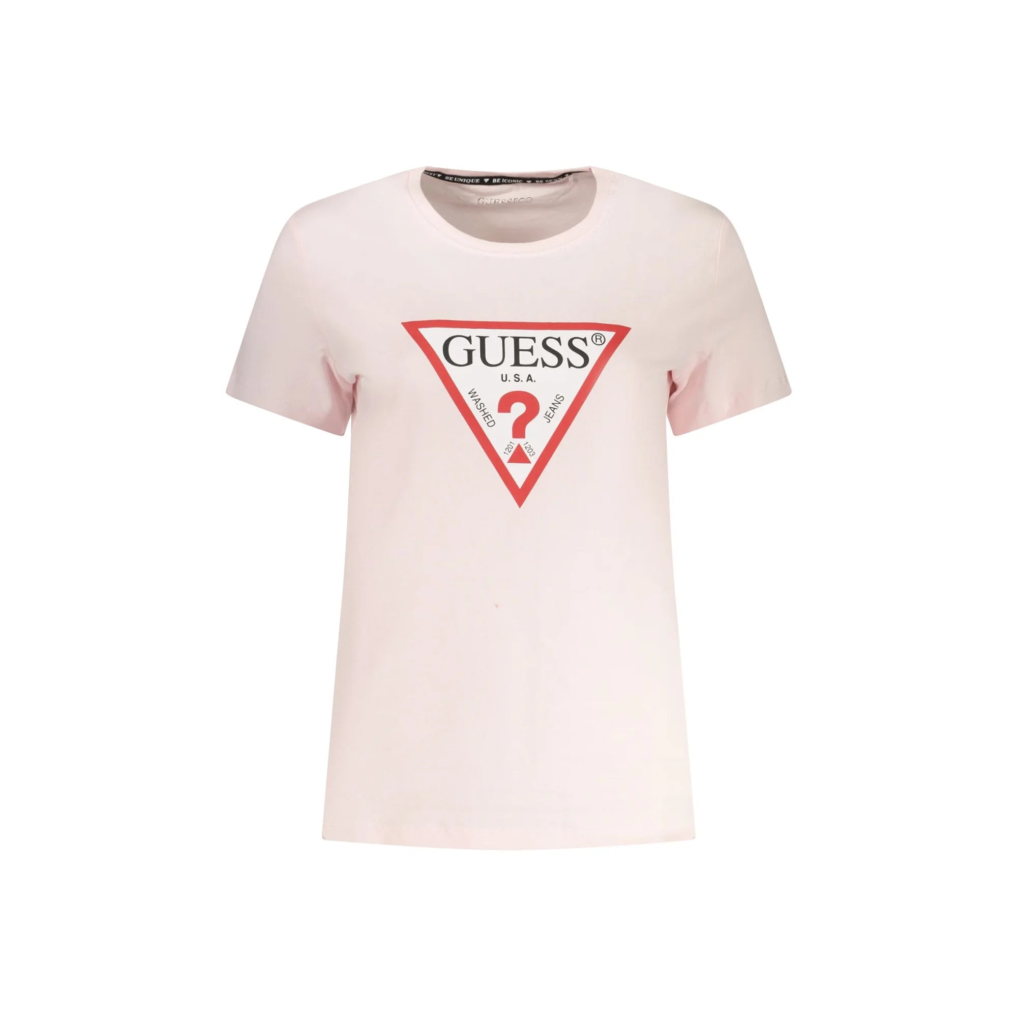 GUESS JEANS T-SHIRT MANICHE CORTE DONNA ROSA