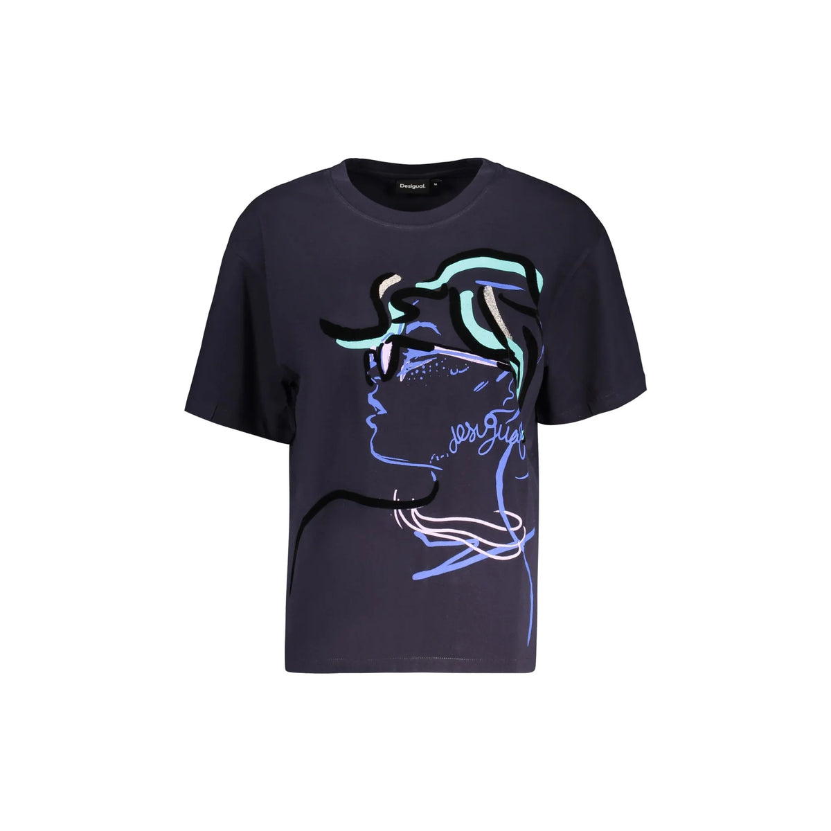 DESIGUAL T-SHIRT MANICHE CORTE DONNA BLU