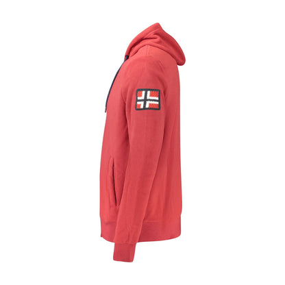 Norway 1963 Felpa Uomo Rossa con Zip Pile Cappuccio Ricamo Logo Felpe rosso - vista 3