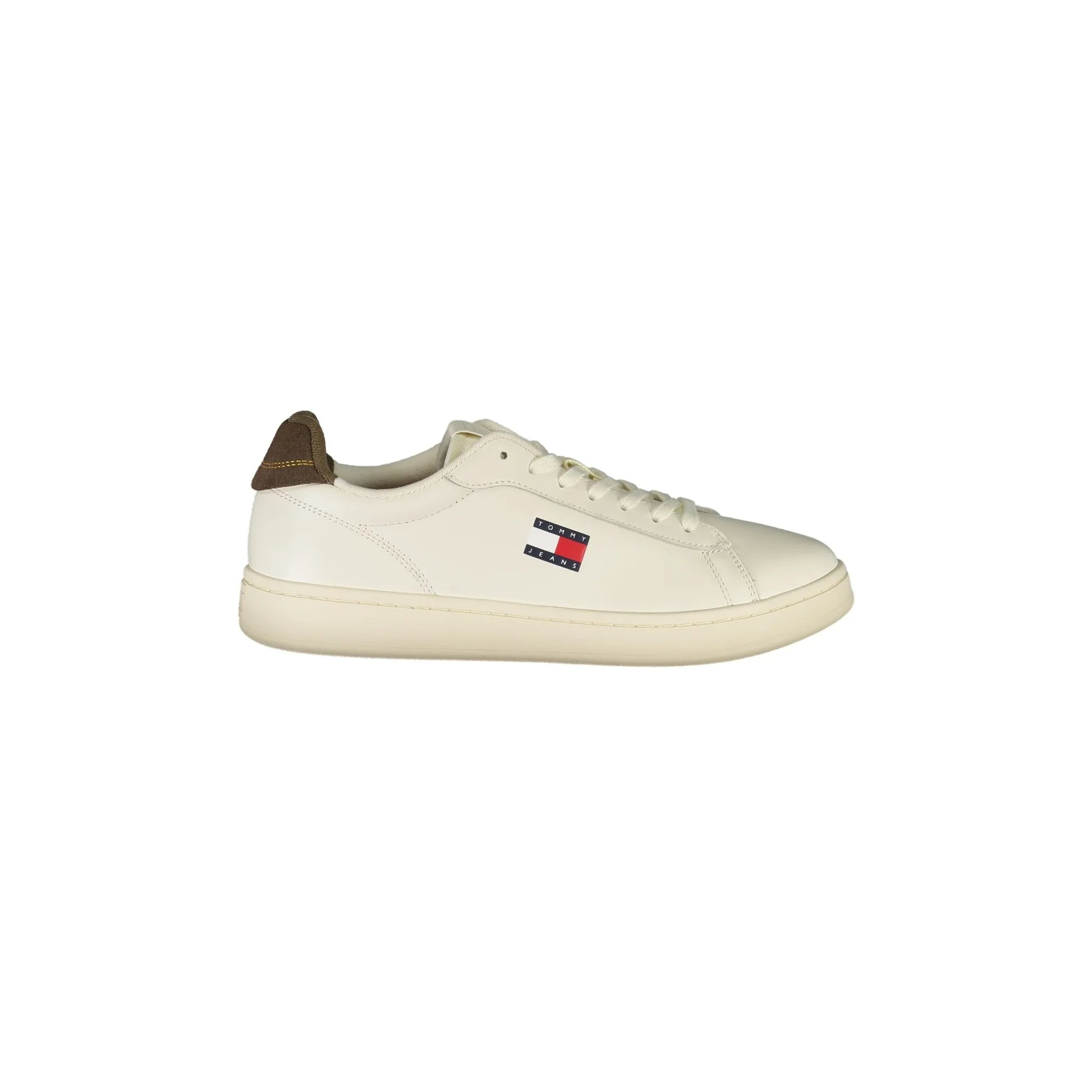 TOMMY HILFIGER Sneakers Uomo Bianche con Lacci e Dettagli Marroni Bianco - foto prodotto