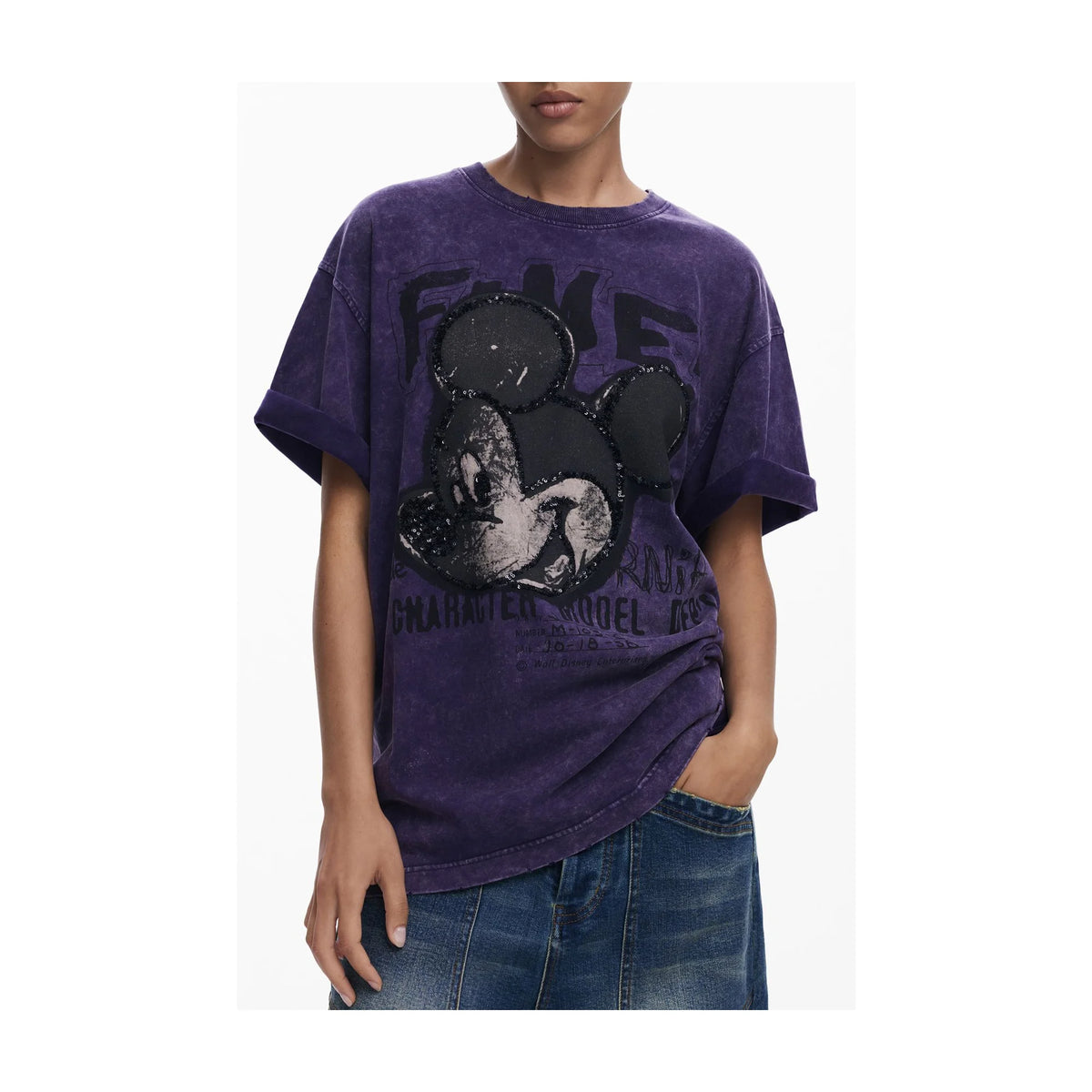 DESIGUAL T-SHIRT MANICHE CORTE DONNA VIOLA