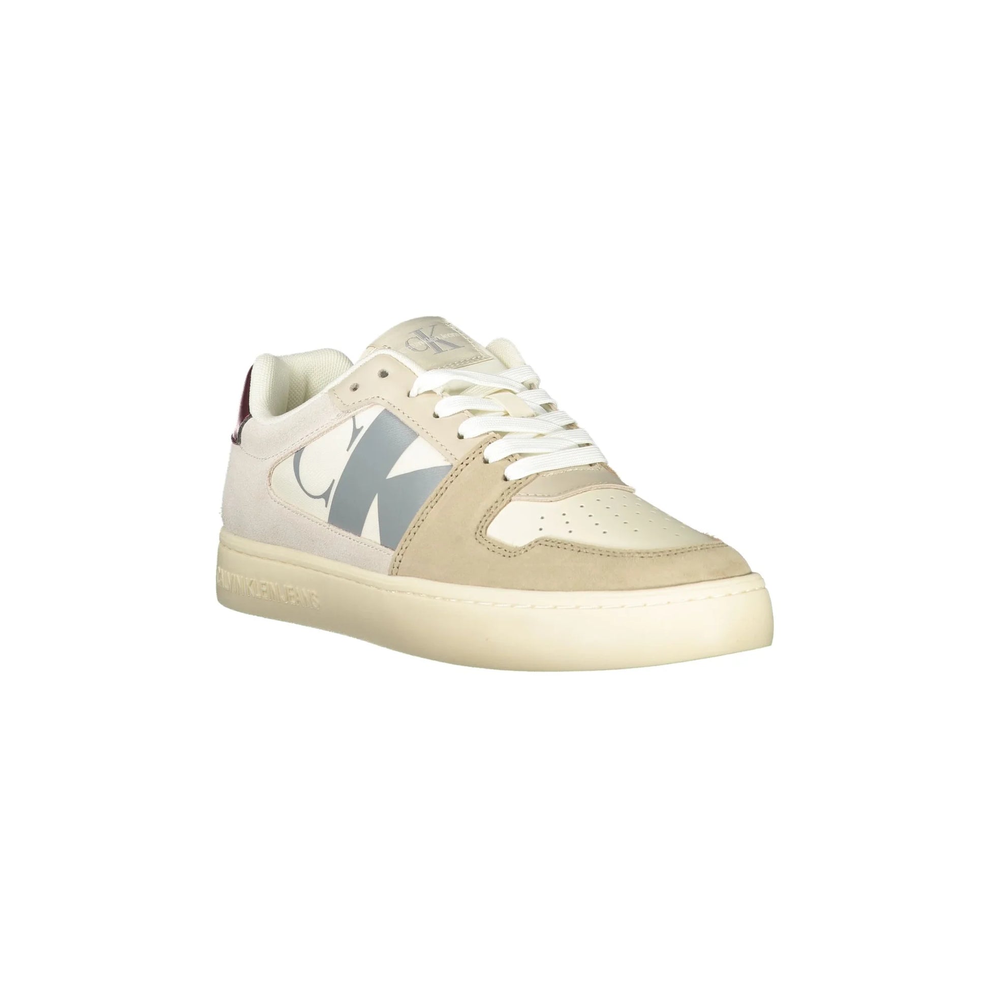 CALVIN KLEIN Scarpe Sneakers Uomo Beige con Dettagli Grigio e Bordeaux - vista 2