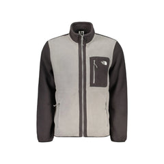 The North Face φούτερ ανδρικό γκρι με φερμουάρ και κέντημα μακρύ μανίκι