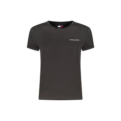 Tommy Hilfiger T-Shirt Maniche Corte Donna Nera Ricamo