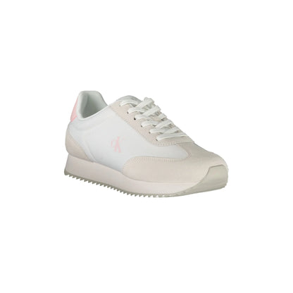 CALVIN KLEIN Scarpe Sneakers Donna Bianche con Dettagli Rosa e Logo bianco - vista 2