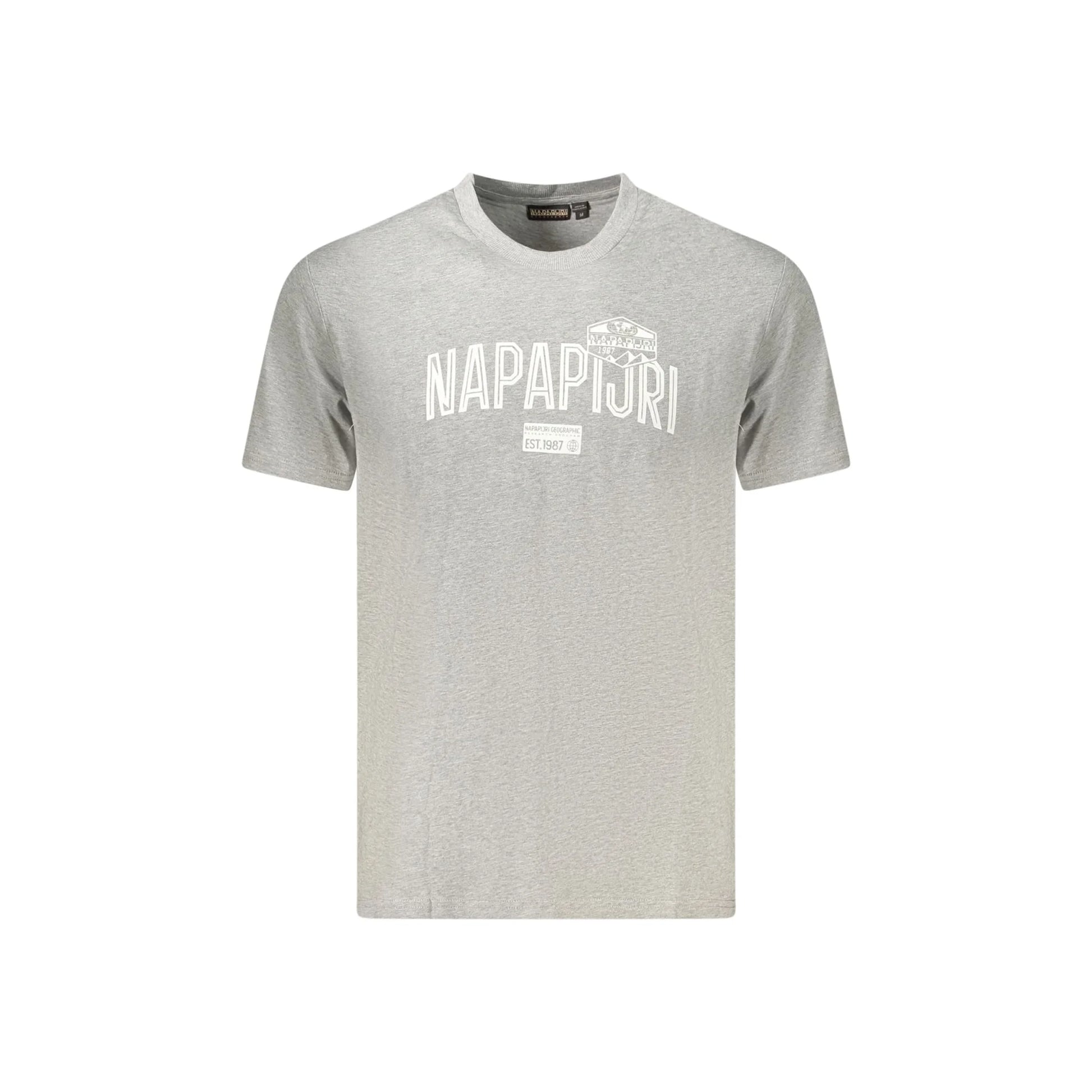 Napapijri T-Shirt Uomo Maniche Corte Girocollo Cotone Responsabile Logo Grigio - foto prodotto
