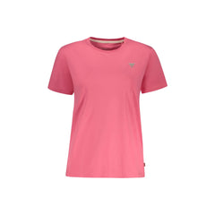 Guess vaqueros camiseta Manga Corta Mujer Rosa Estampado Logo