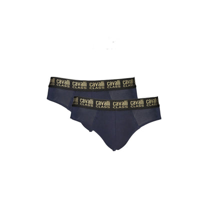Cavalli Class Slip Uomo Blu Bi-Pack Elastico Stampa Logo Intimo - foto prodotto