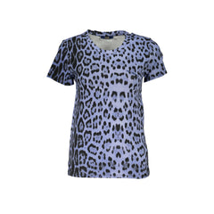 Cavalli Class T-Shirt Maniche Corte Donna Azzurra Stampa Logo