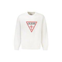Guess Jeans Long Sleeve Hoodie Men White Logo Print