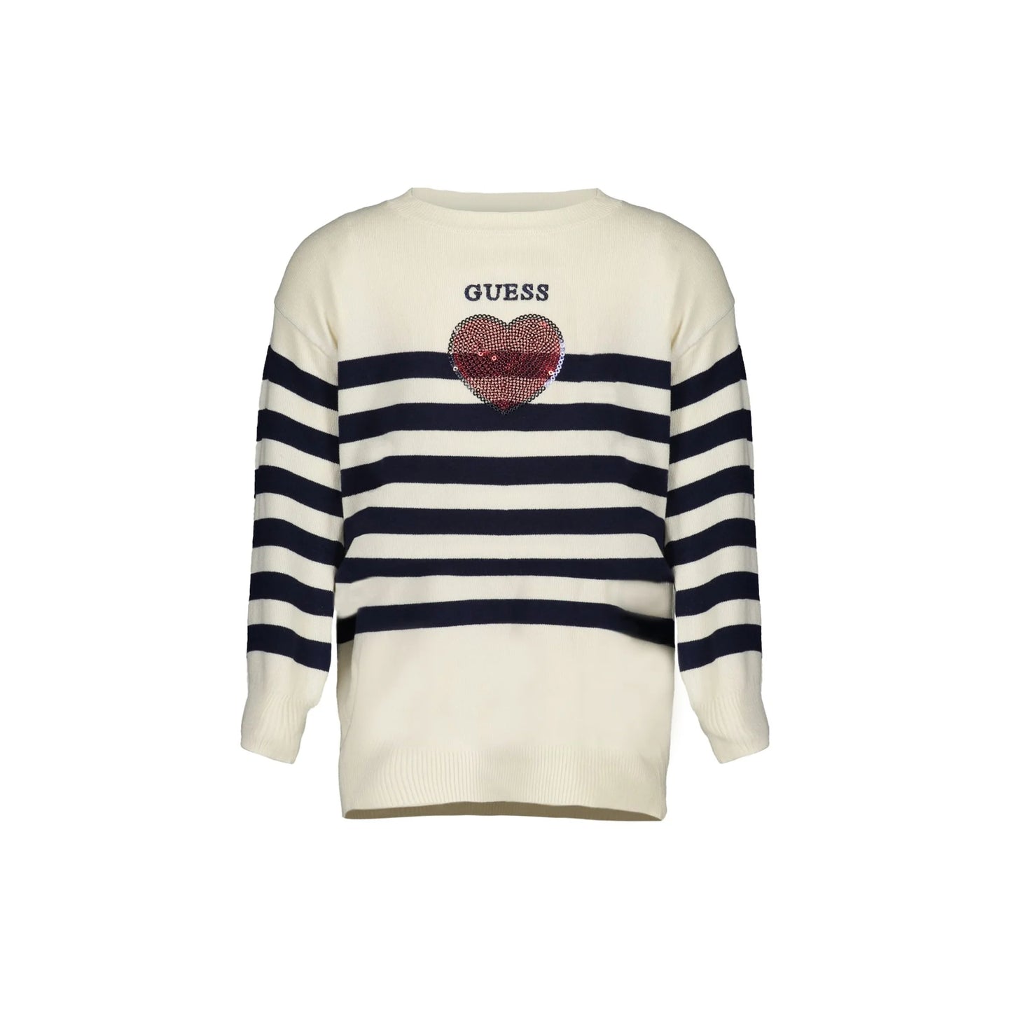 Guess Jeans Maglia Bambina Bianca A Righe Logo Maglie bambino bianco - vista 3