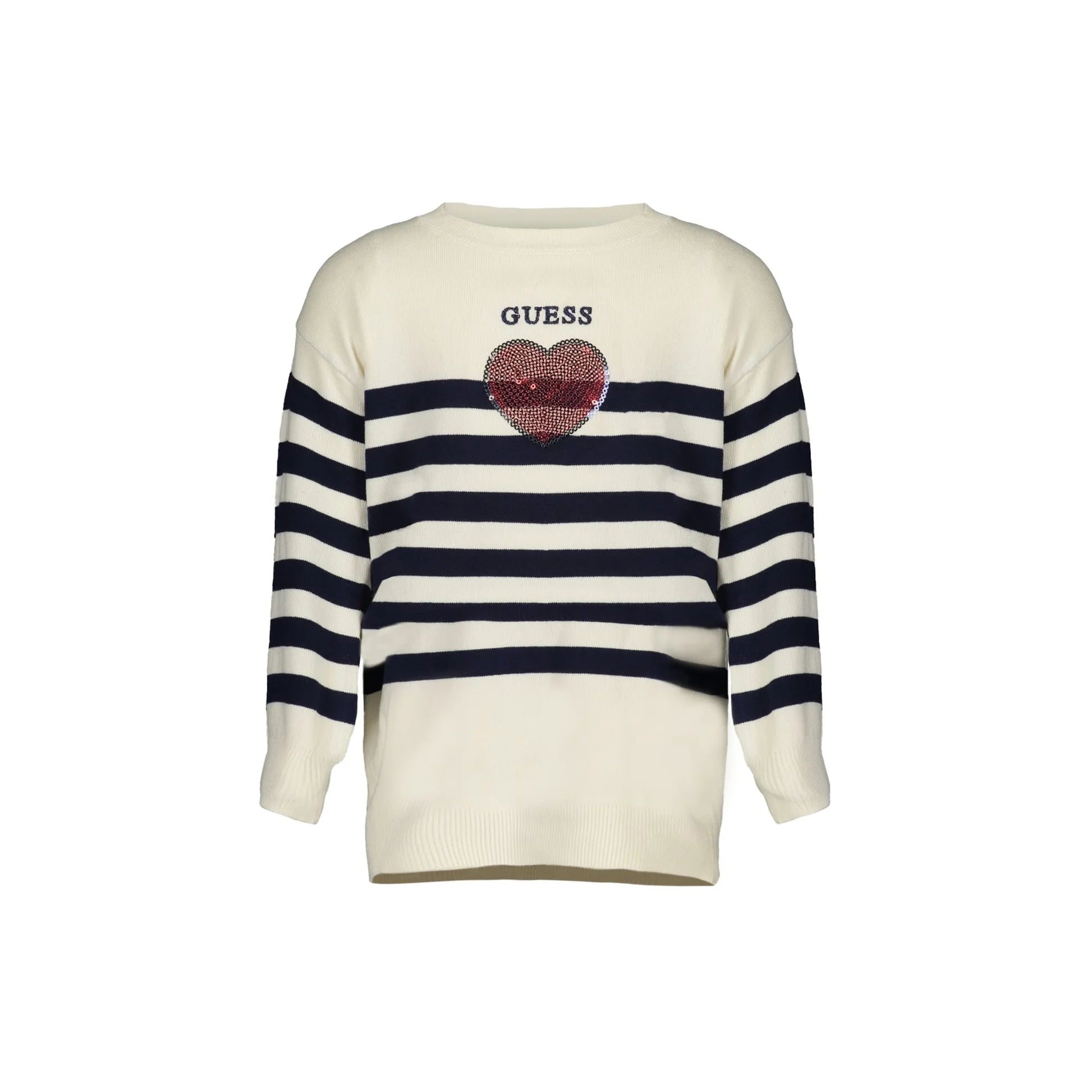 Guess Jeans Maglia Bambina Bianca A Righe Logo Maglie bambino bianco - vista 3