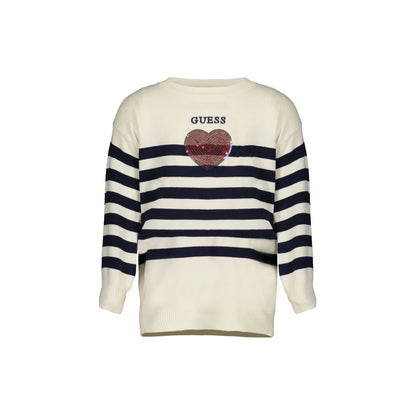 Guess Jeans Maglia Bambina Bianca A Righe Logo Maglie bambino bianco - vista 3