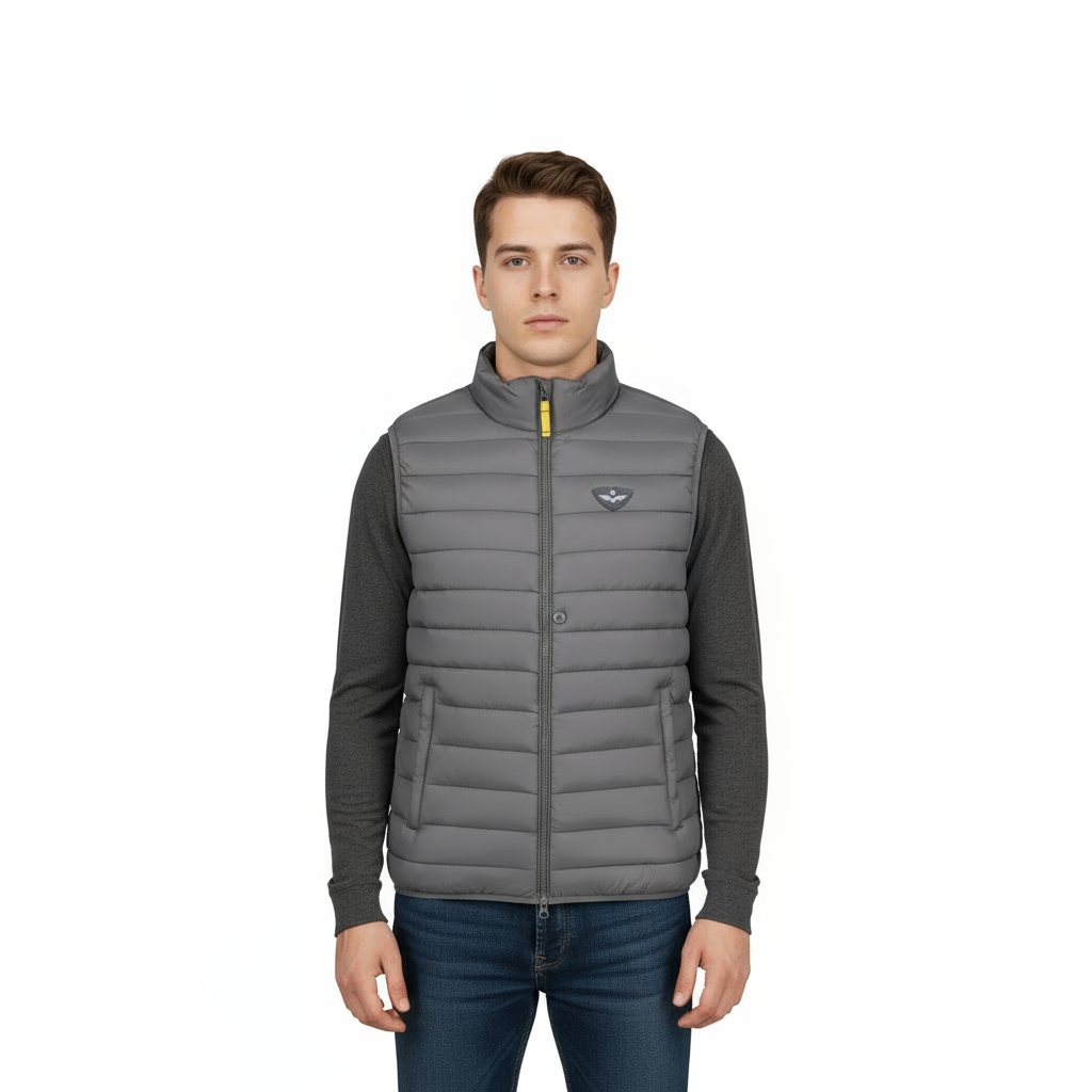 Armata di Mare Smanicato Uomo Grigio con Zip e Logo