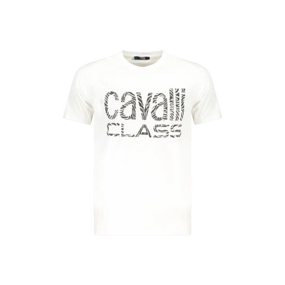 Cavalli Class T-Shirt Uomo Bianca Maniche Corte Stampa Logo Bianco - foto prodotto