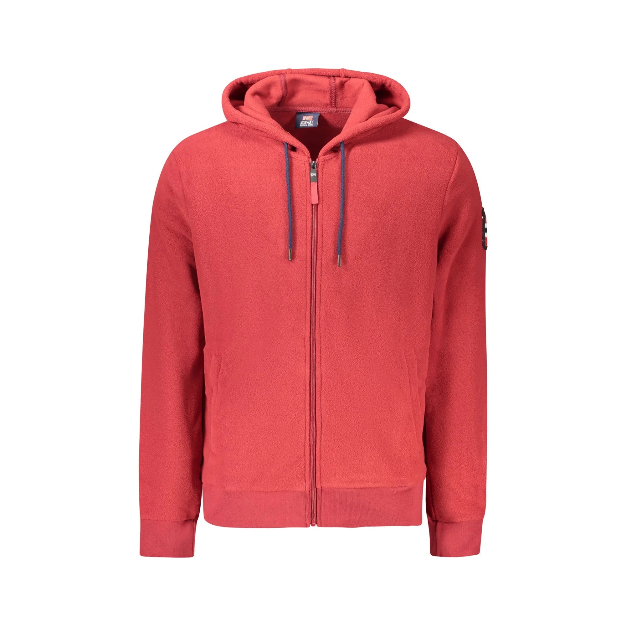 Norway 1963 Felpa Uomo Rossa con Zip Pile Cappuccio Ricamo Logo Felpe Rosso - foto prodotto