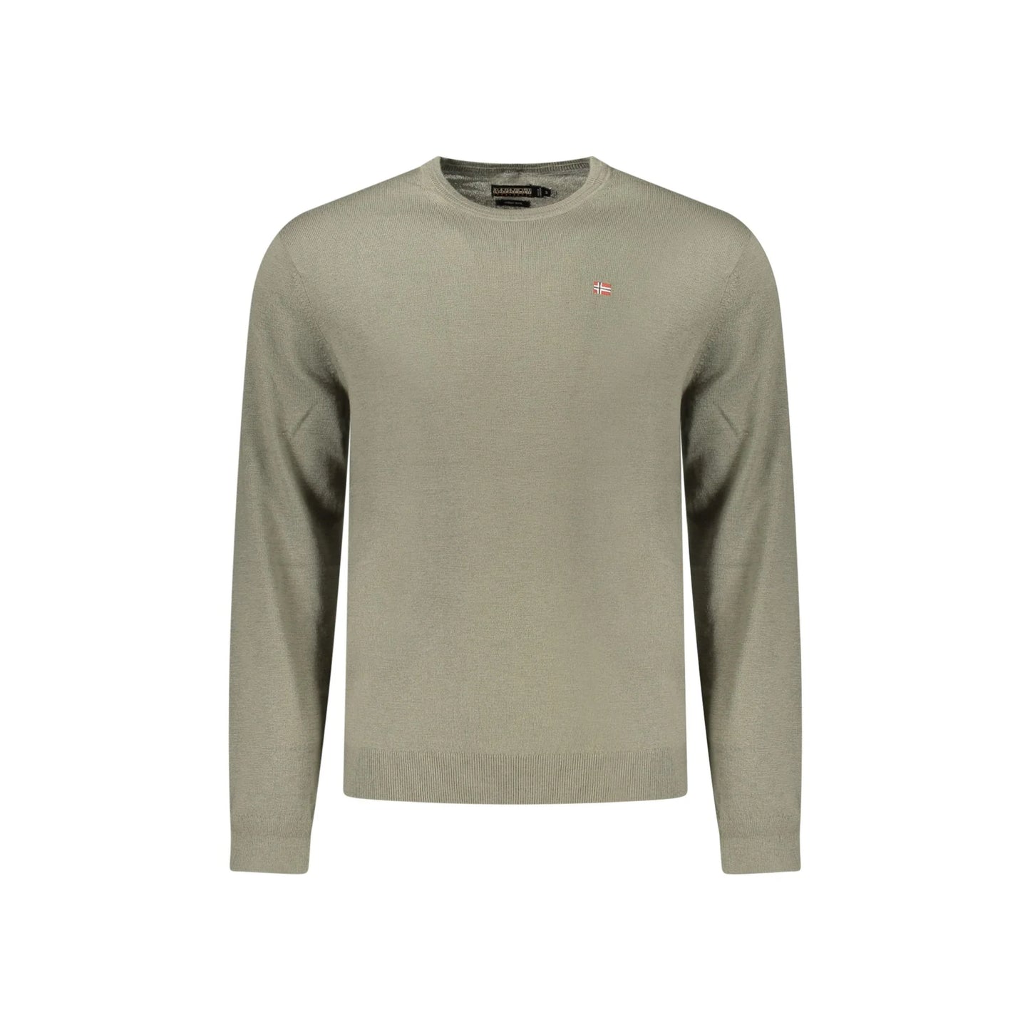 Napapijri Maglione Uomo Verde Girocollo con Ricamo Logo Maglie - foto prodotto
