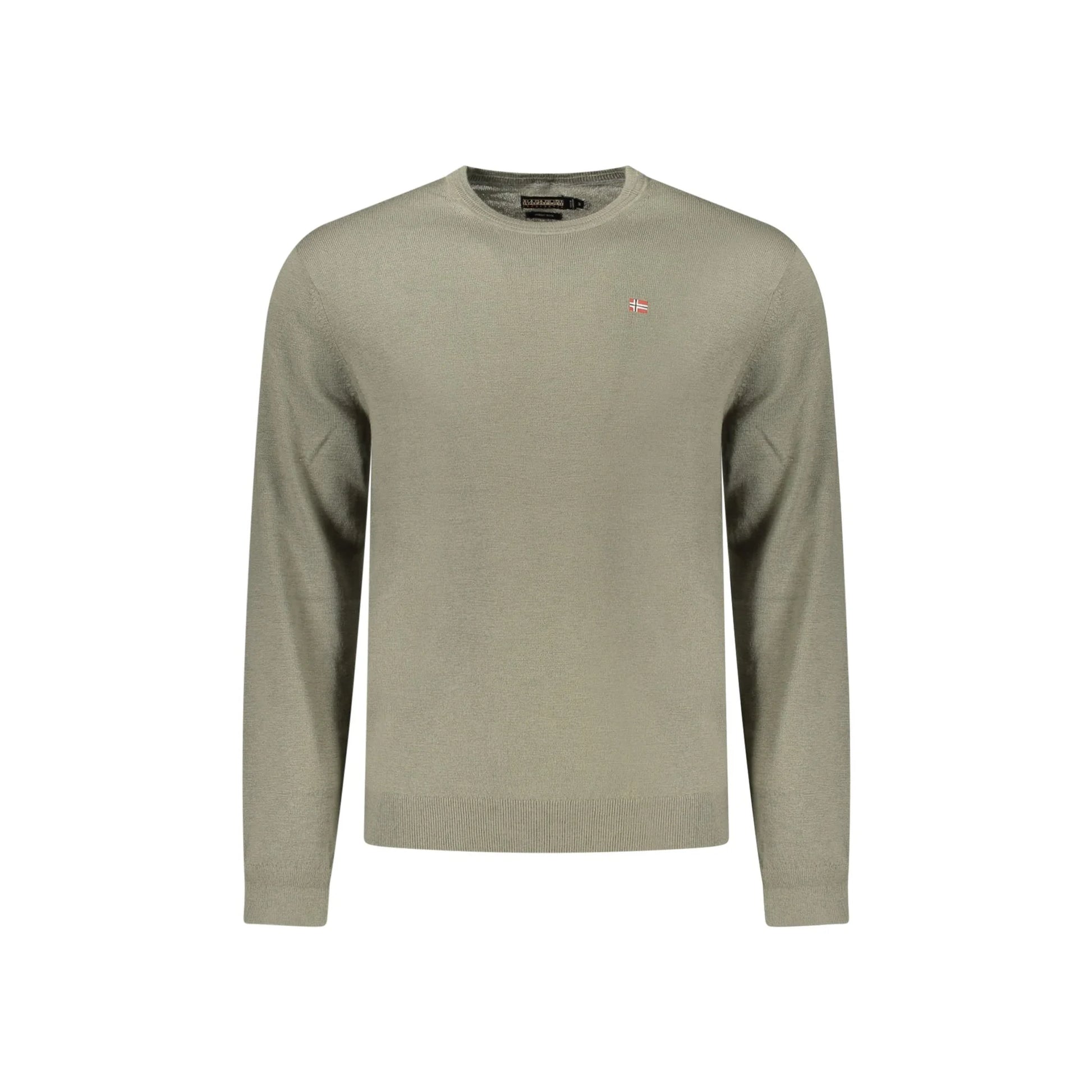 Napapijri Maglione Uomo Verde Girocollo con Ricamo Logo Maglie - foto prodotto