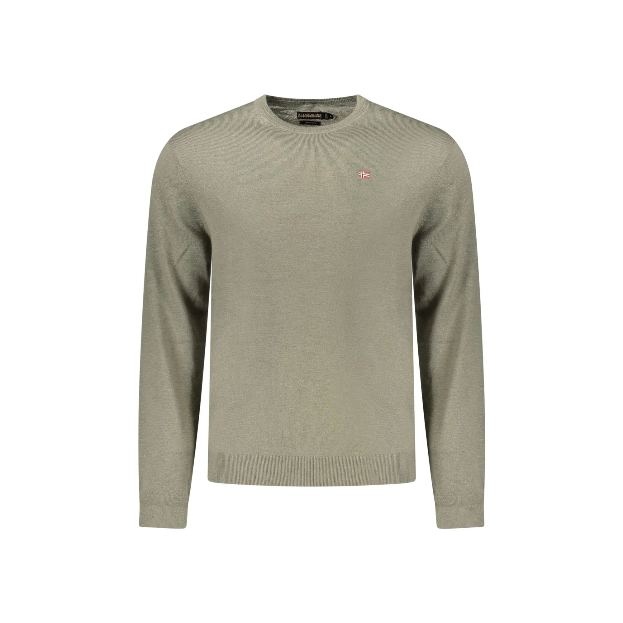 Napapijri Maglione Uomo Verde Girocollo con Ricamo Logo Maglie - foto prodotto