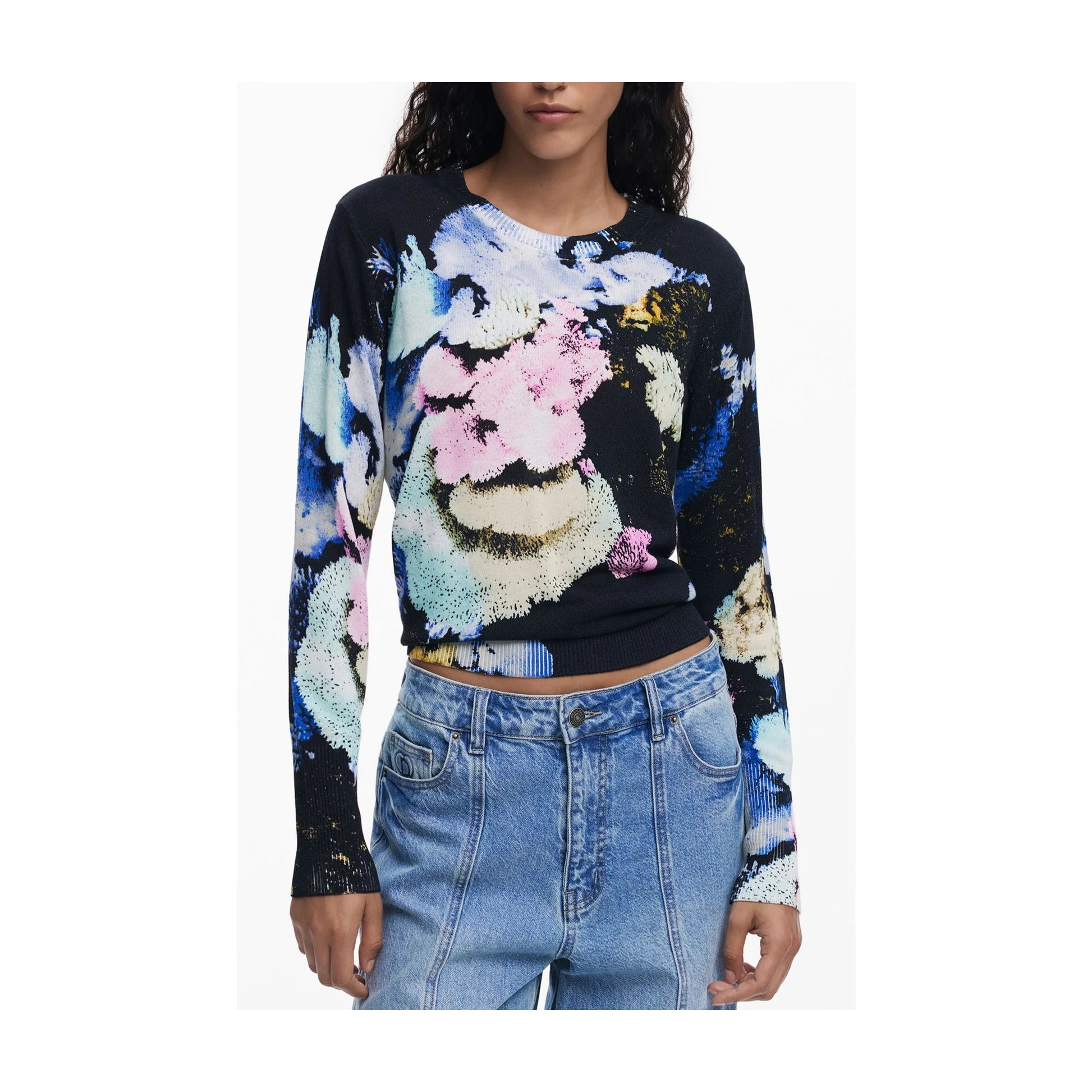 Desigual Maglia Donna Nero Fantasia Girocollo Jers Nenufar Lacroix Maglie - foto prodotto