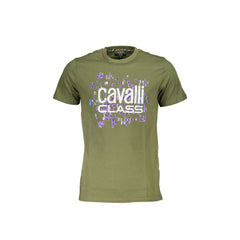 Cavalli Class Tričko Krátky Rukáv Muž Zelená Tlač Logo