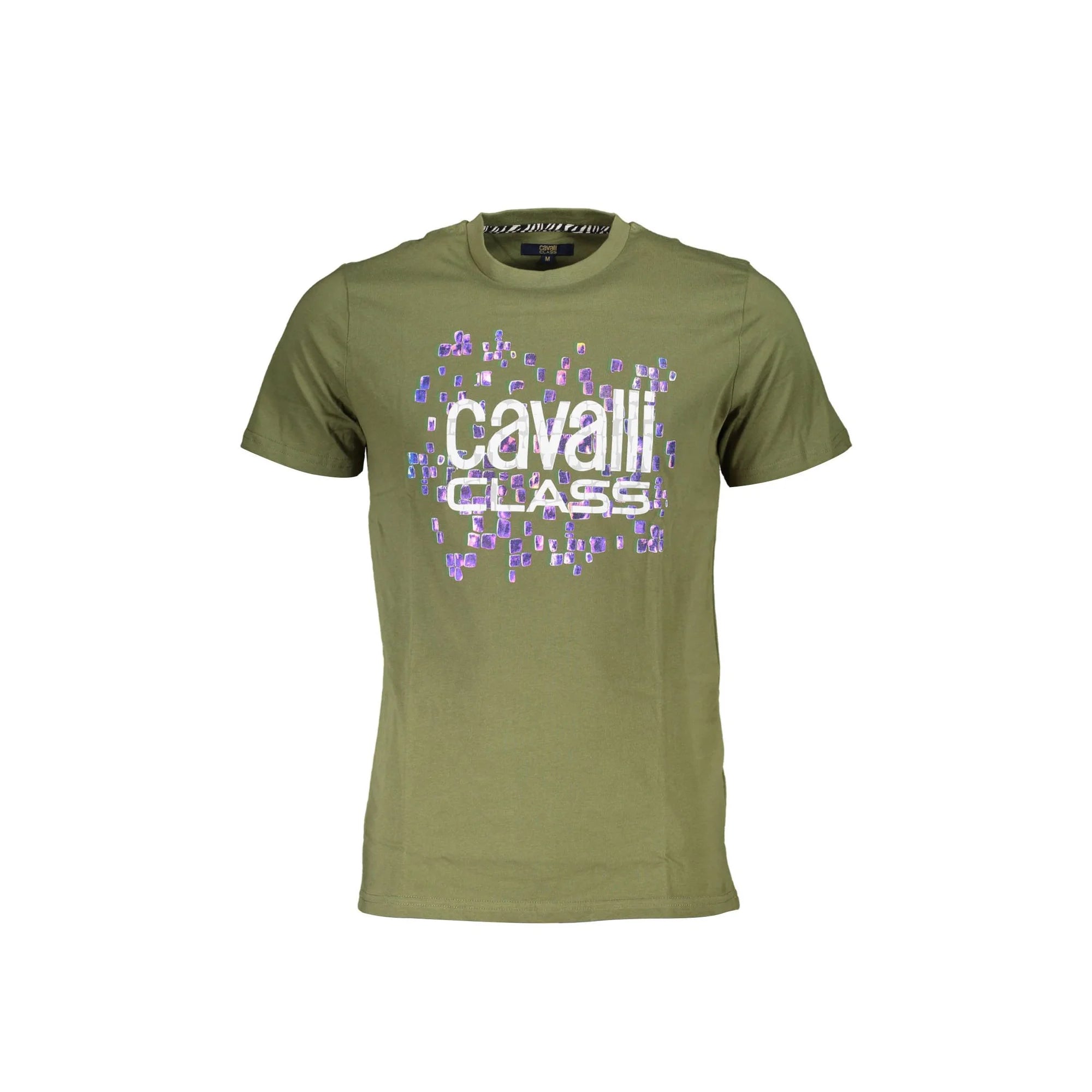 Cavalli Class T-Shirt Maniche Corte Uomo Verde Stampa Logo - foto prodotto