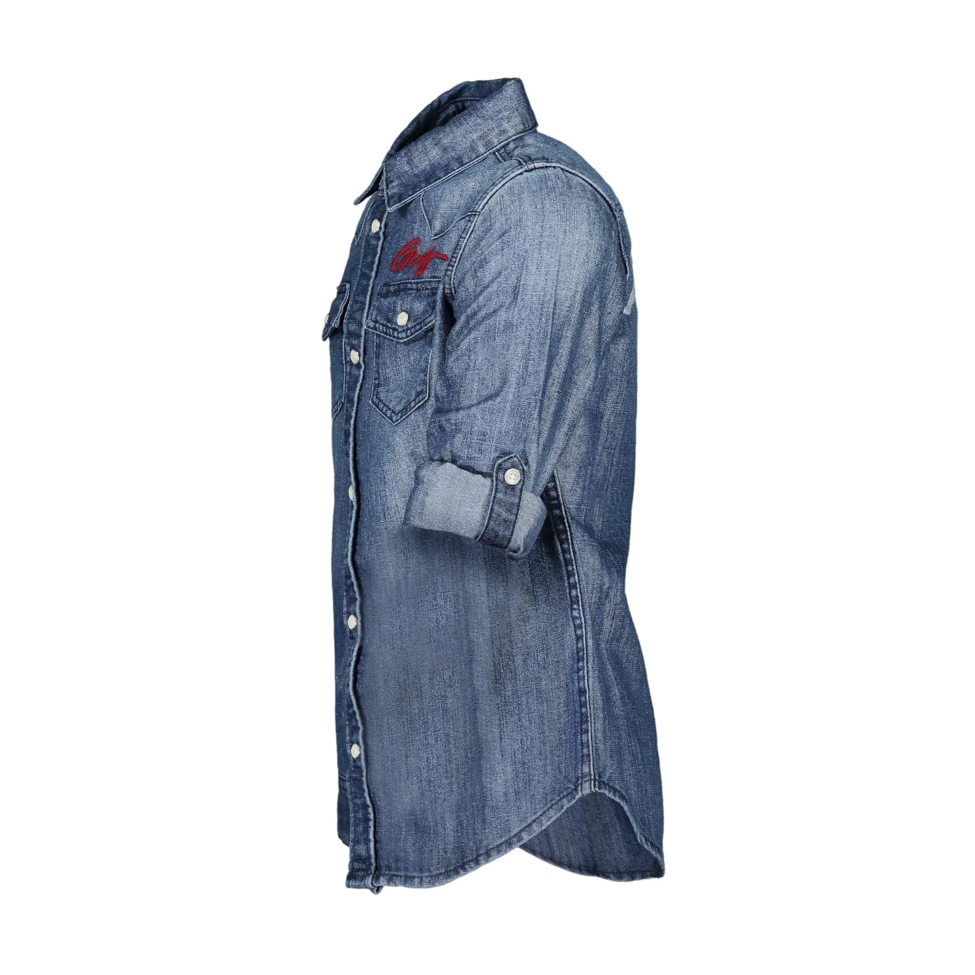 Guess Jeans Camicia Maniche Lunghe Bambina Blu Ricamo Camicie bambino - vista 3