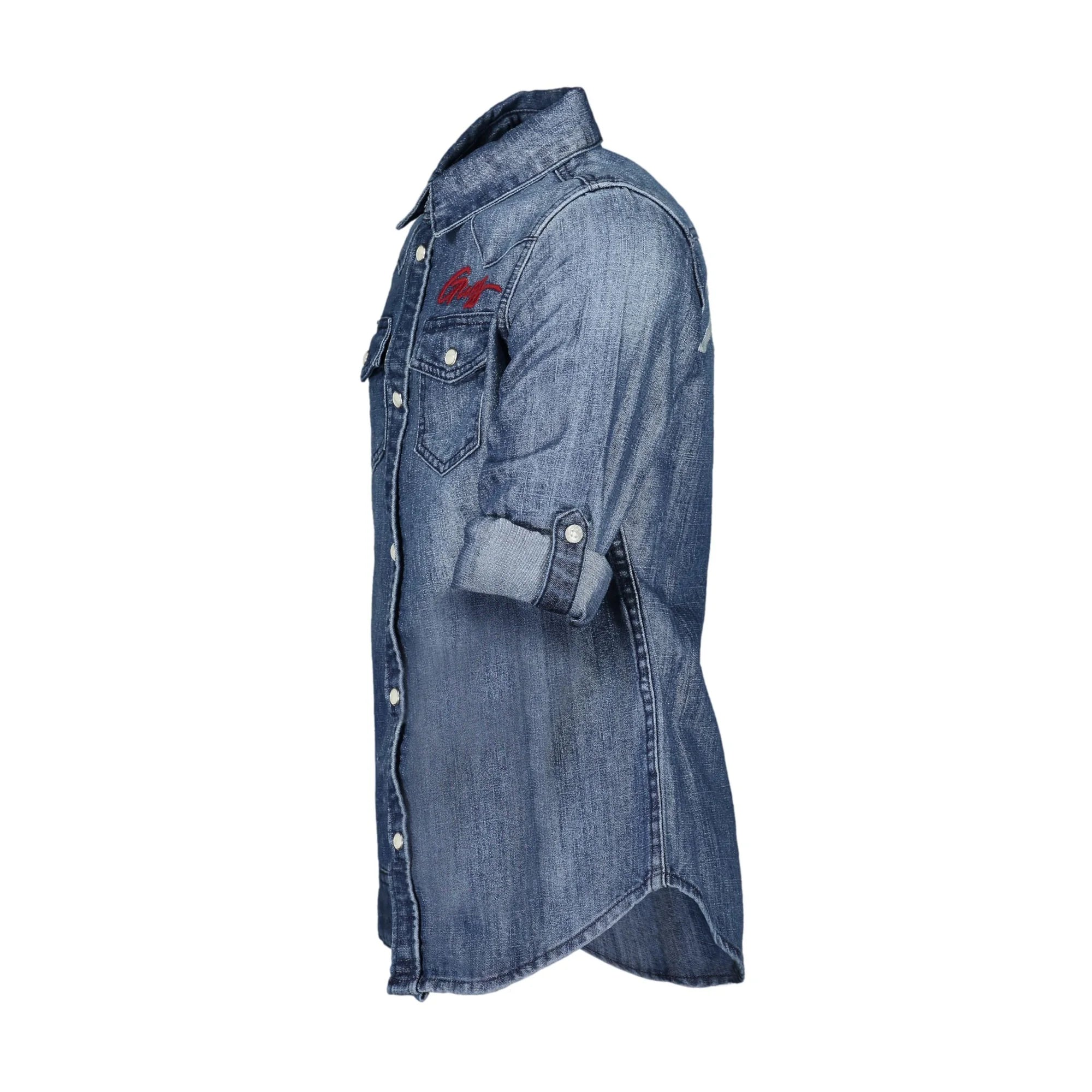 GUESS JEANS CAMICIA MANICHE LUNGHE BAMBINA BLU