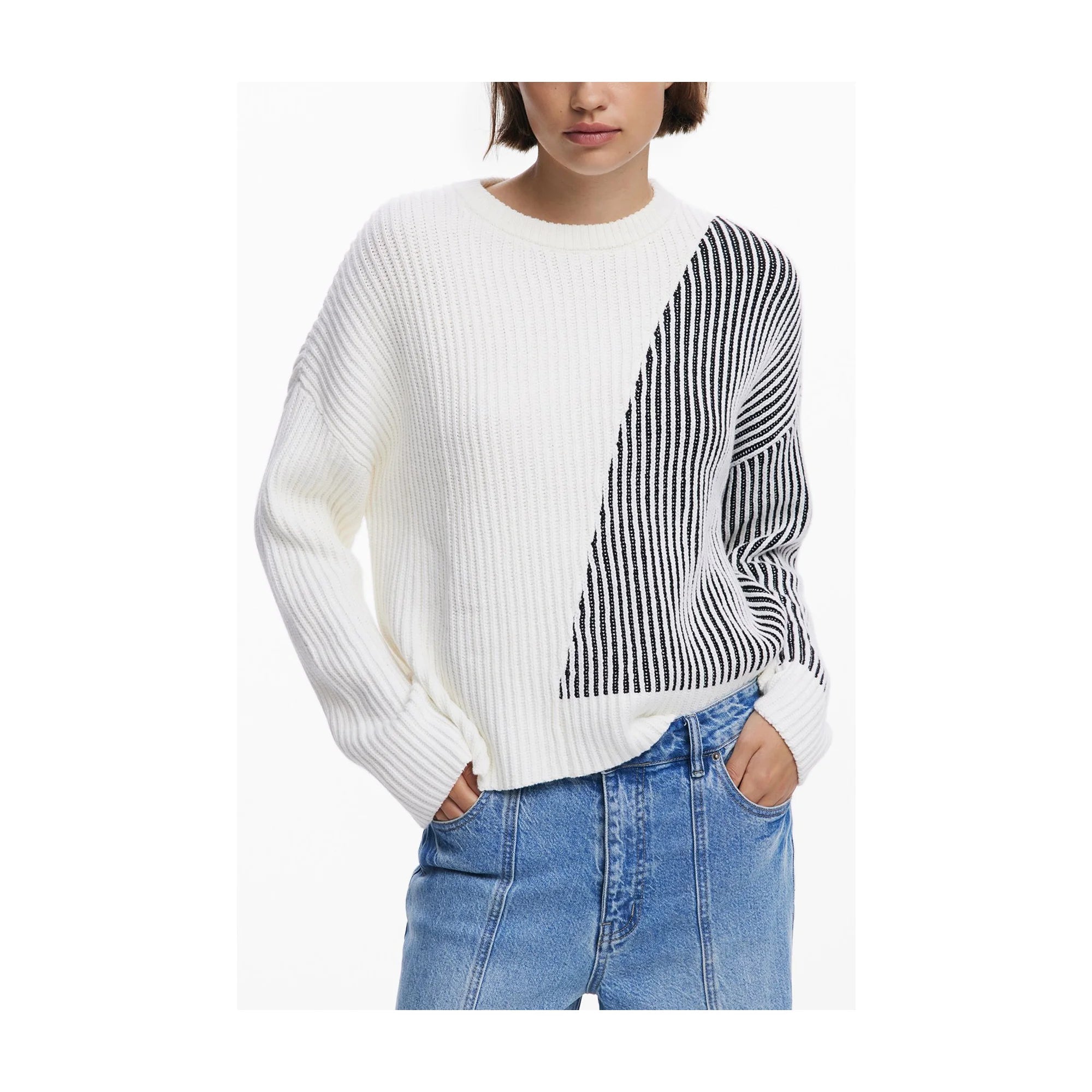 DESIGUAL MAGLIA DONNA BIANCO