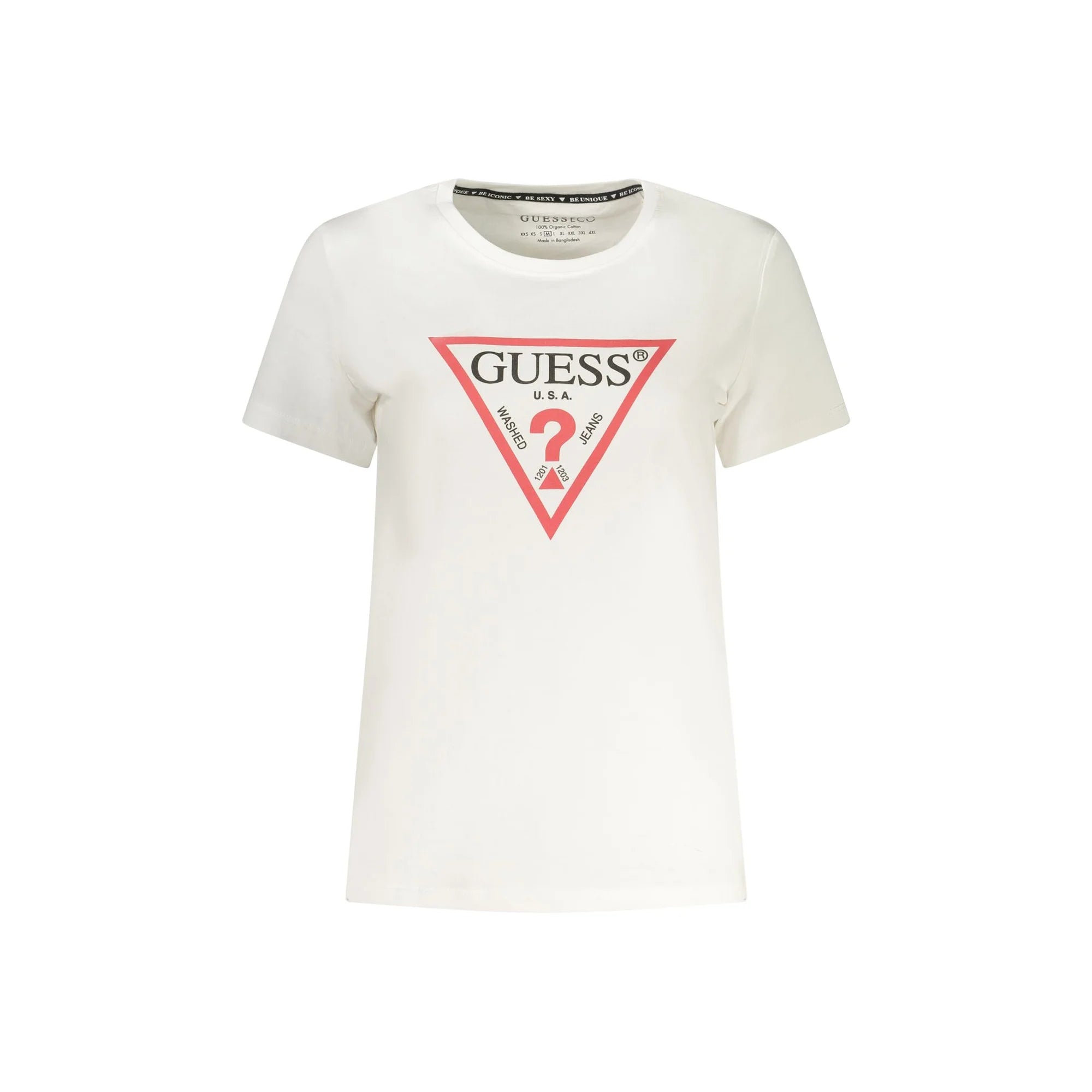 GUESS JEANS T-SHIRT MANICHE CORTE DONNA BIANCO