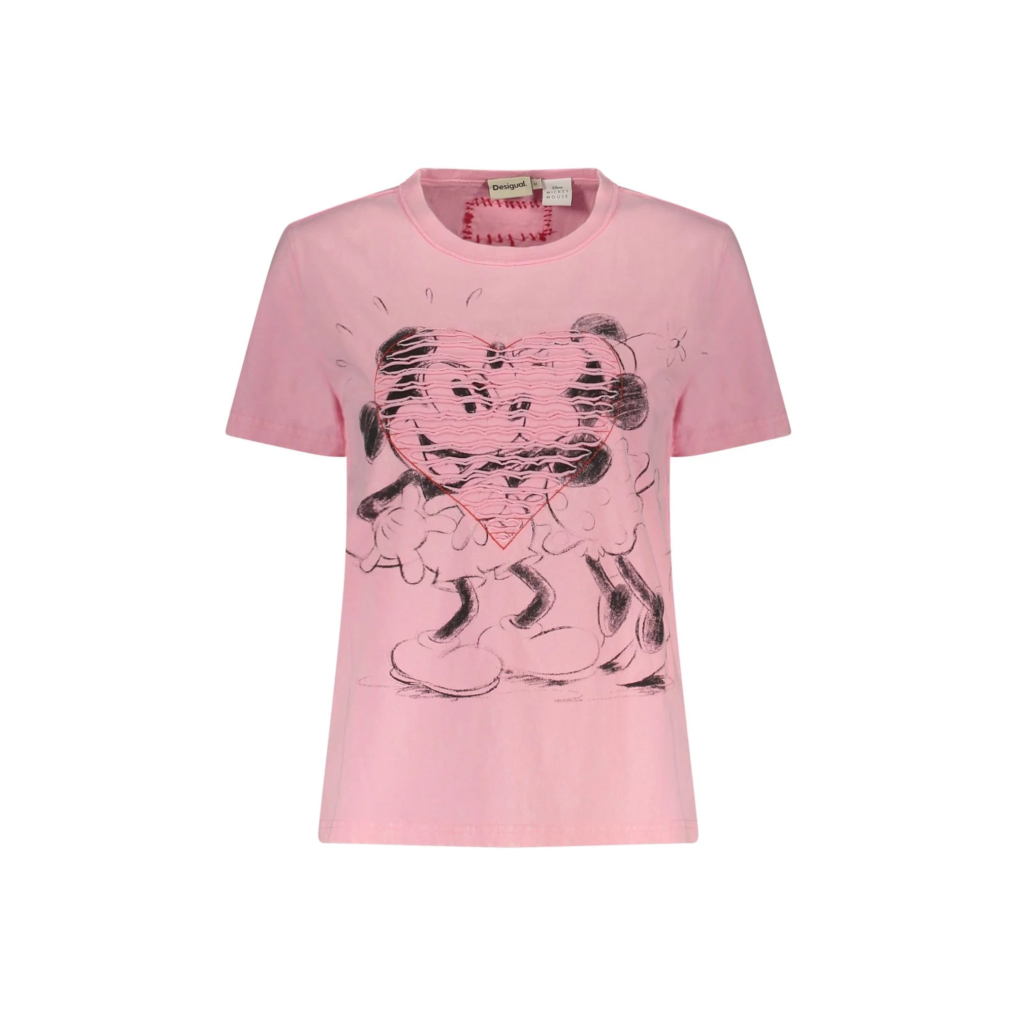 DESIGUAL T-SHIRT MANICHE CORTE DONNA ROSA